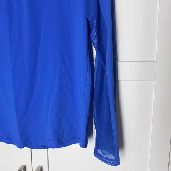 IBKUL Women Light Sweater Active Yoga Mesh long sleeve Blue SMALL - Picture 5 of 8